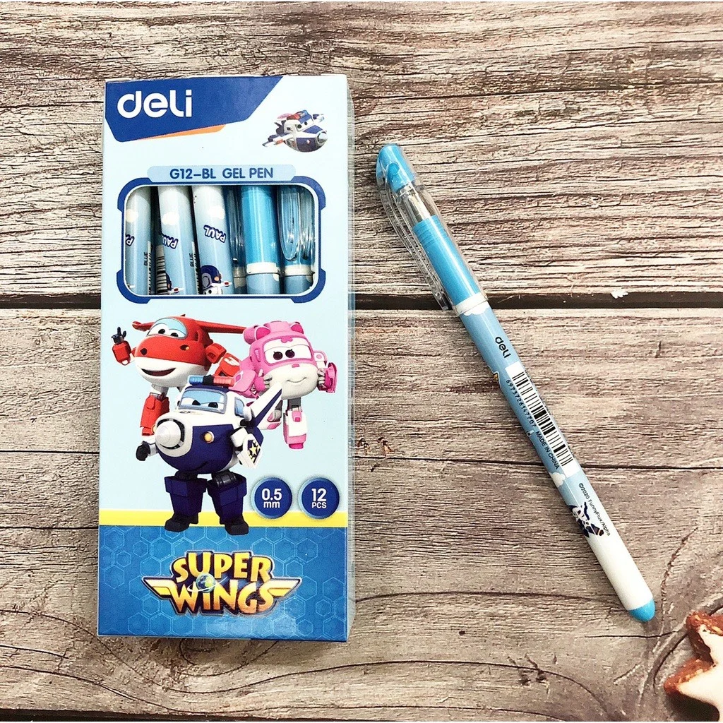 BÚT GEL DELI MÀU XANH G12-BL 0.5MM SUPER WINGS