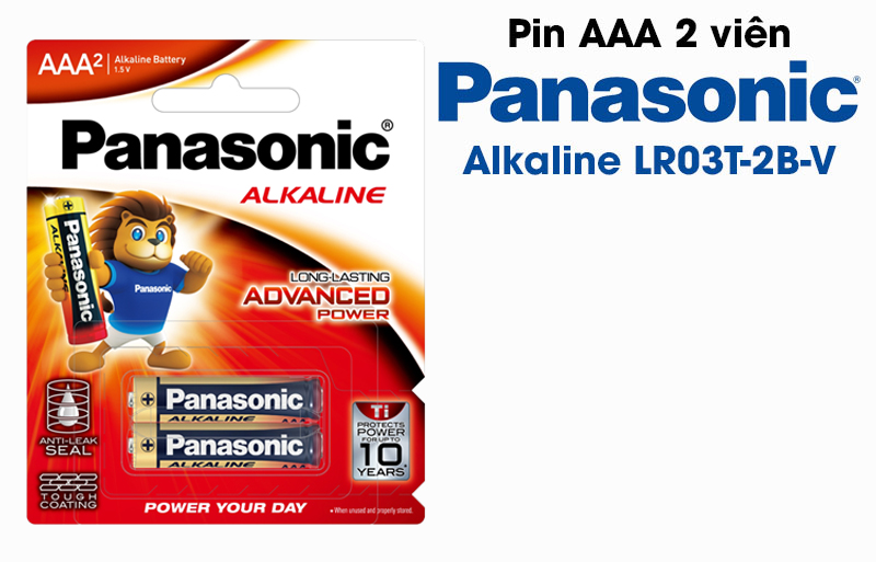 Pin AAA 2 Panasonic Alkaline LR03T/2B-V (Pin đũa)